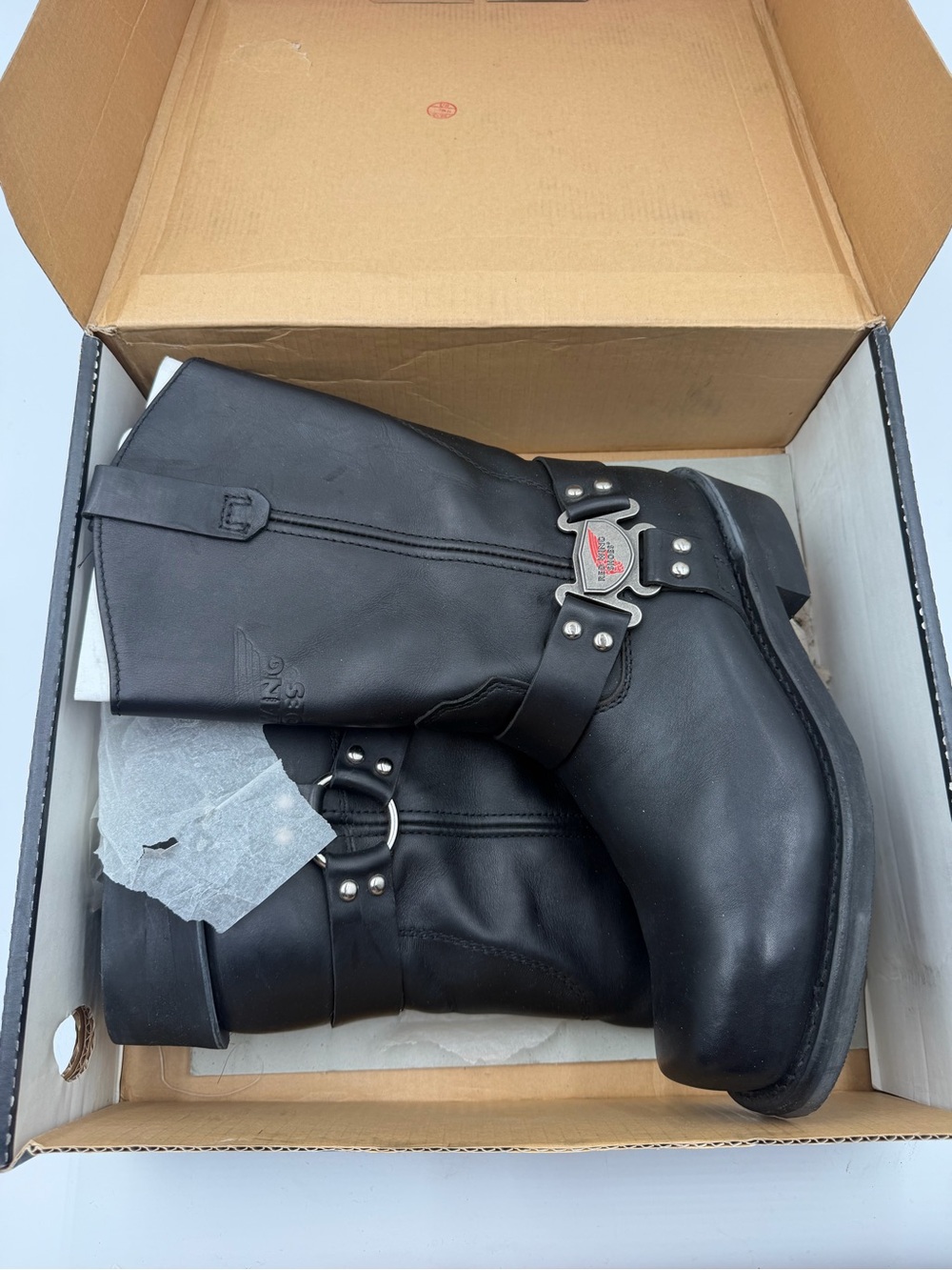 Red Wing 969 Motorcycle Boots Black Leather Engineer Harness Mens 11D New Box